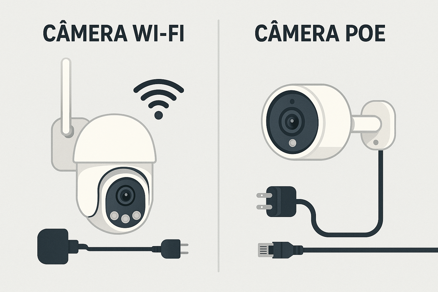 Diferença entre câmeras Wi-Fi e câmeras PoE